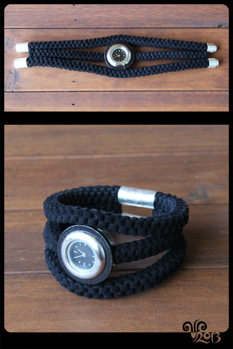 Braided suede bracelet with hand watch