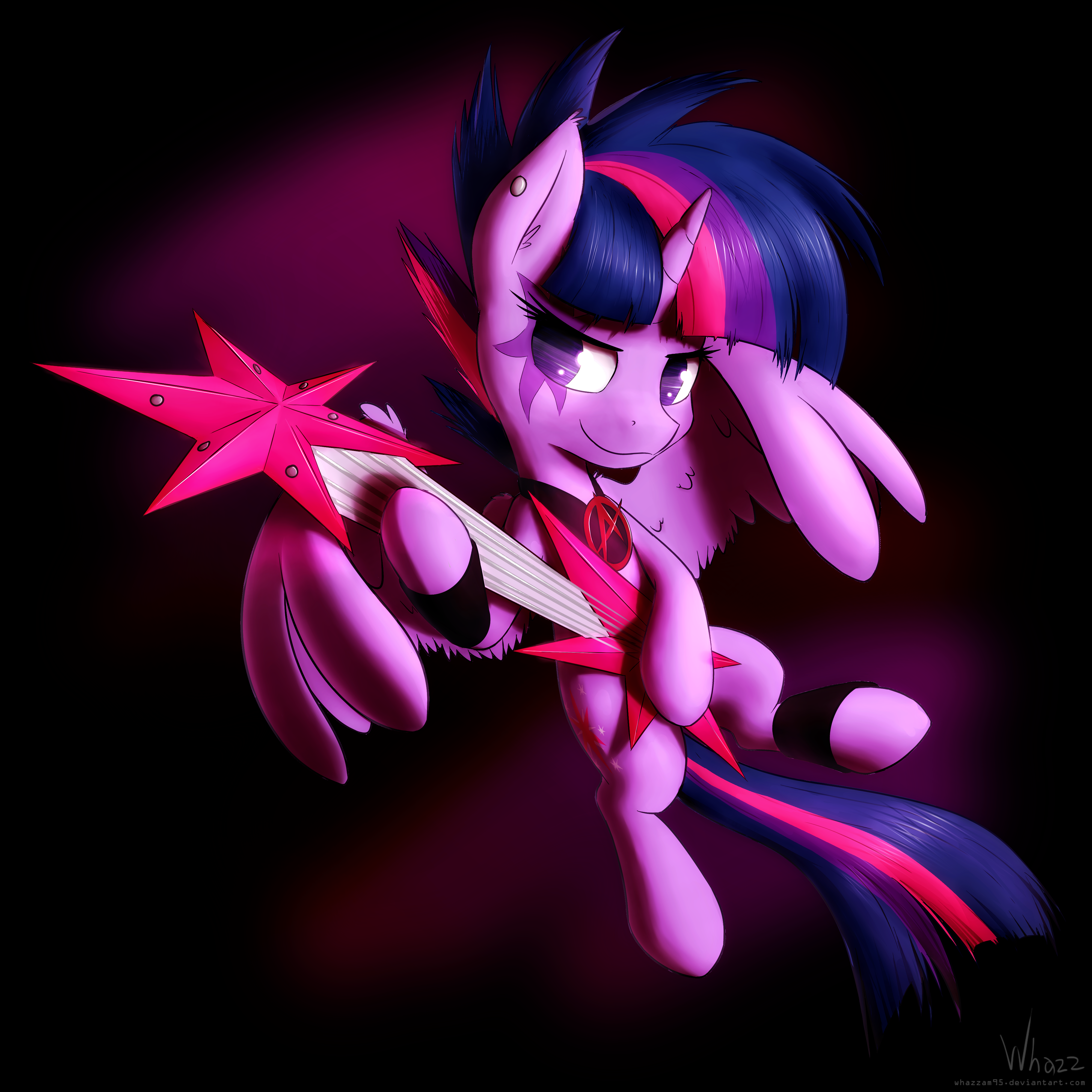 Twilight, with a guitar
