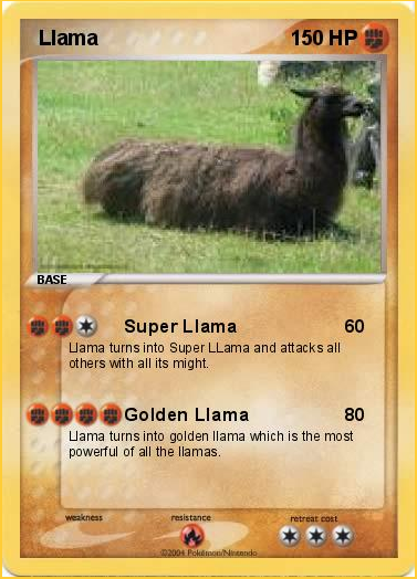 Llama pokemon card by buggy0004 on DeviantArt