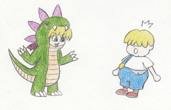 Request: Scaring Porky in a dragon costume