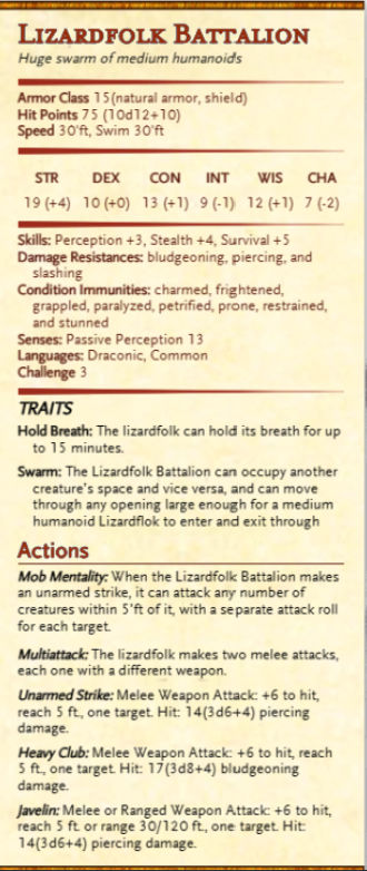 Lizardfolk Battalion Statblock by FarRealmRollers on DeviantArt