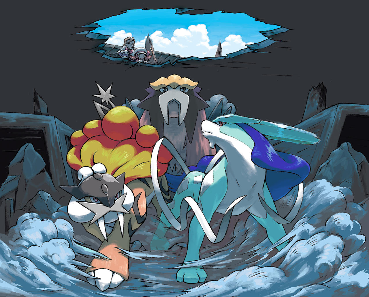 Pokemon: Raikou, Entei, Suicune by FallenAngelOfCrimson on DeviantArt