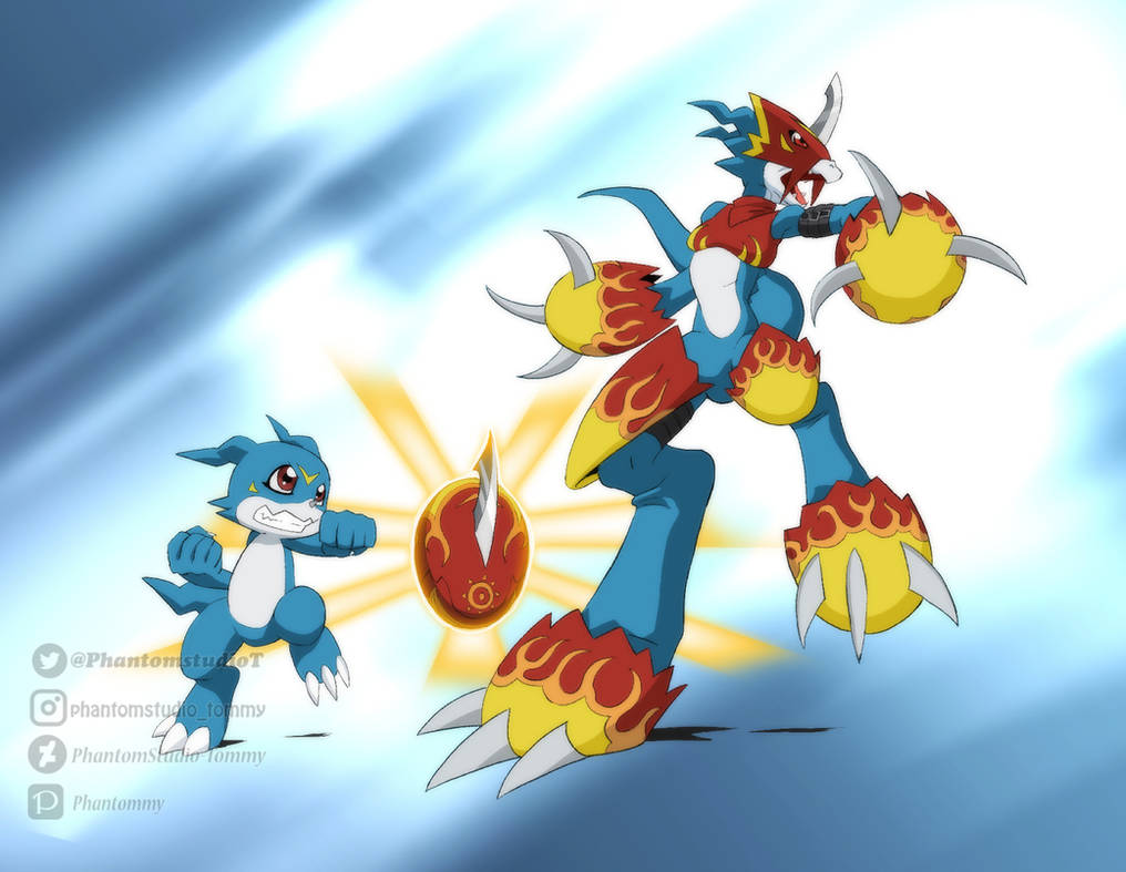 Veemon (O) Flamedramon by PhantomStudio-Tommy on DeviantArt
