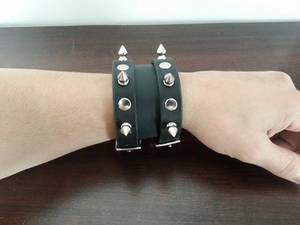 Leather spike rocker cuff