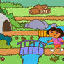 Dora  Boots Walking In The Theme Song Background 