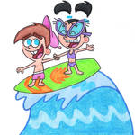 Timmy and Tootie Surfing