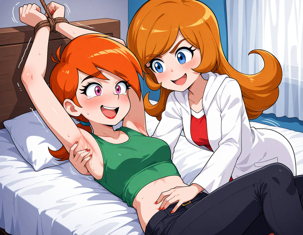 Mona (Warioware) tickling Vicky (FairlyOddParents)