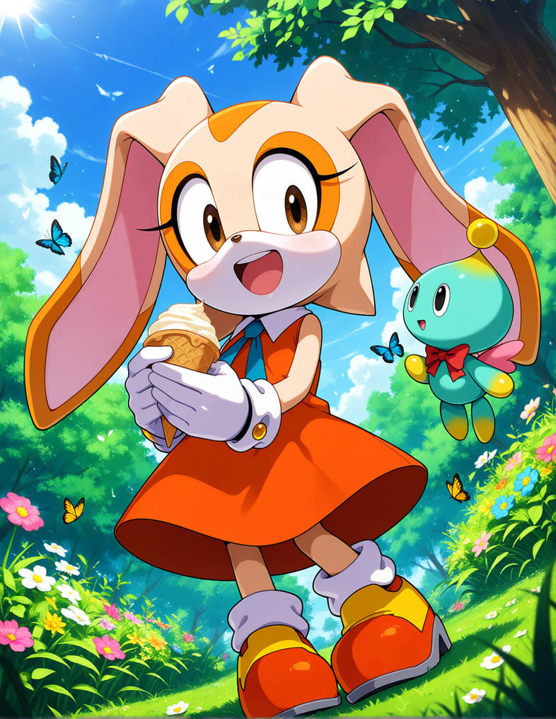 Cream the rabbit with Cheese the Chao by Elryusam on DeviantArt
