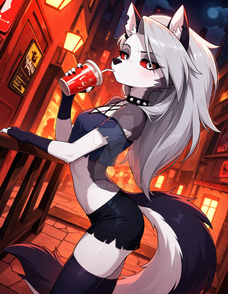 Loona Destiny Rice Loona drinking at night by Elryusam on DeviantArt