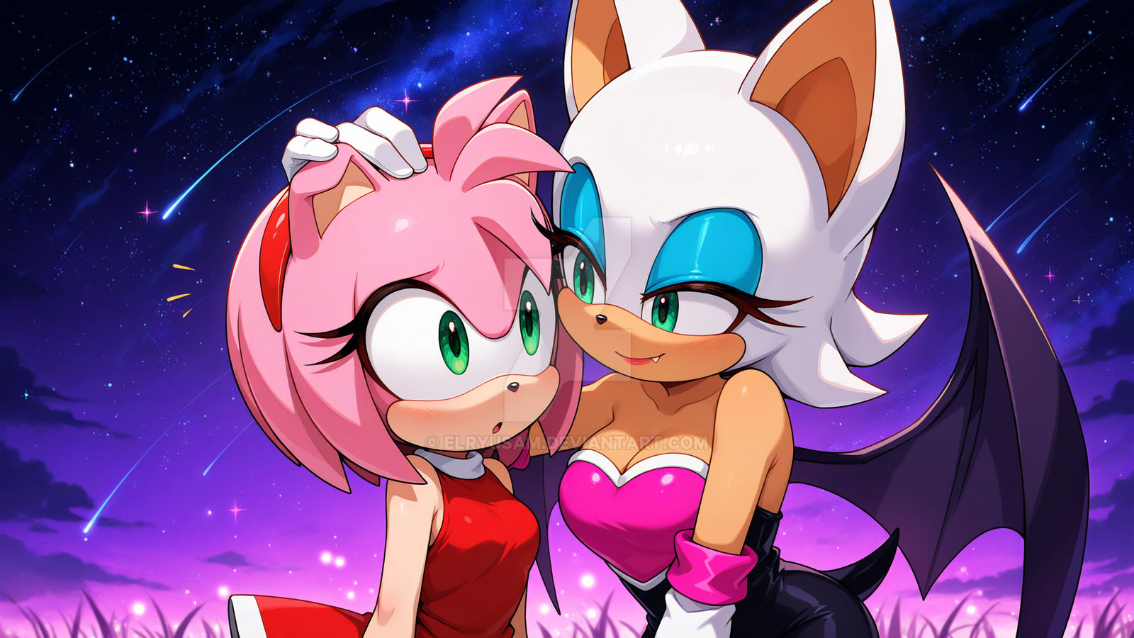 Amy R Urge Amy and Rouge under the stars by Elryusam on DeviantArt