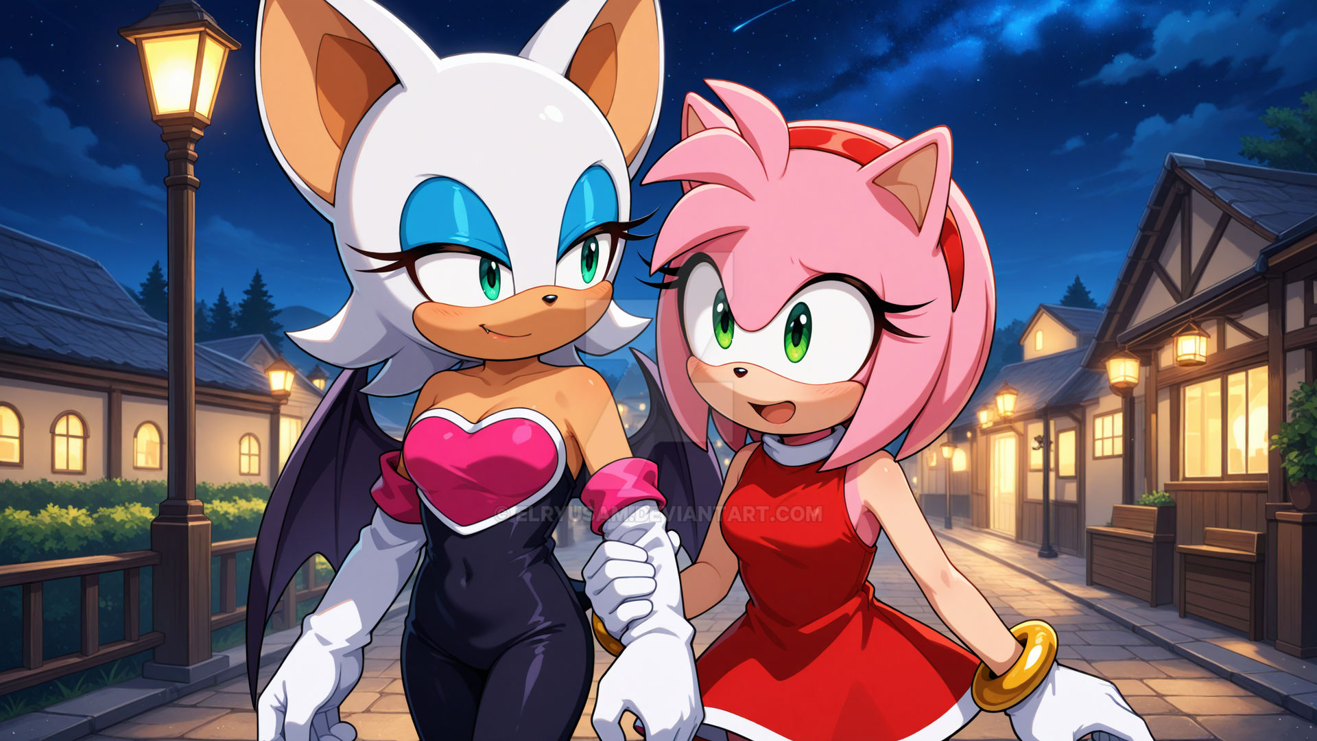 Amy R Urge Rouge and Amy walking together at night by Elryusam on DeviantArt