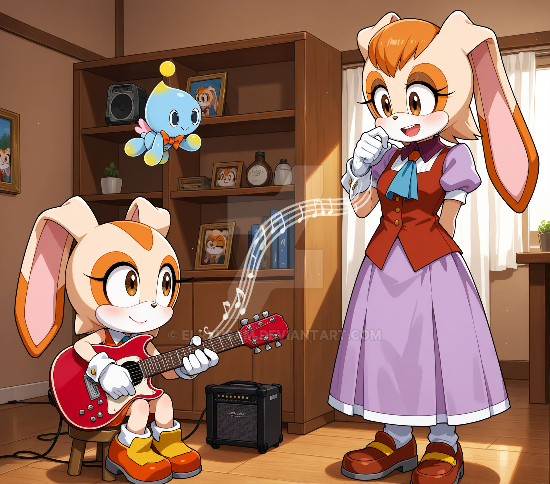 Bream The Rabbit Cream the Rabbit playing guitar for her mother by Elryusam on DeviantArt