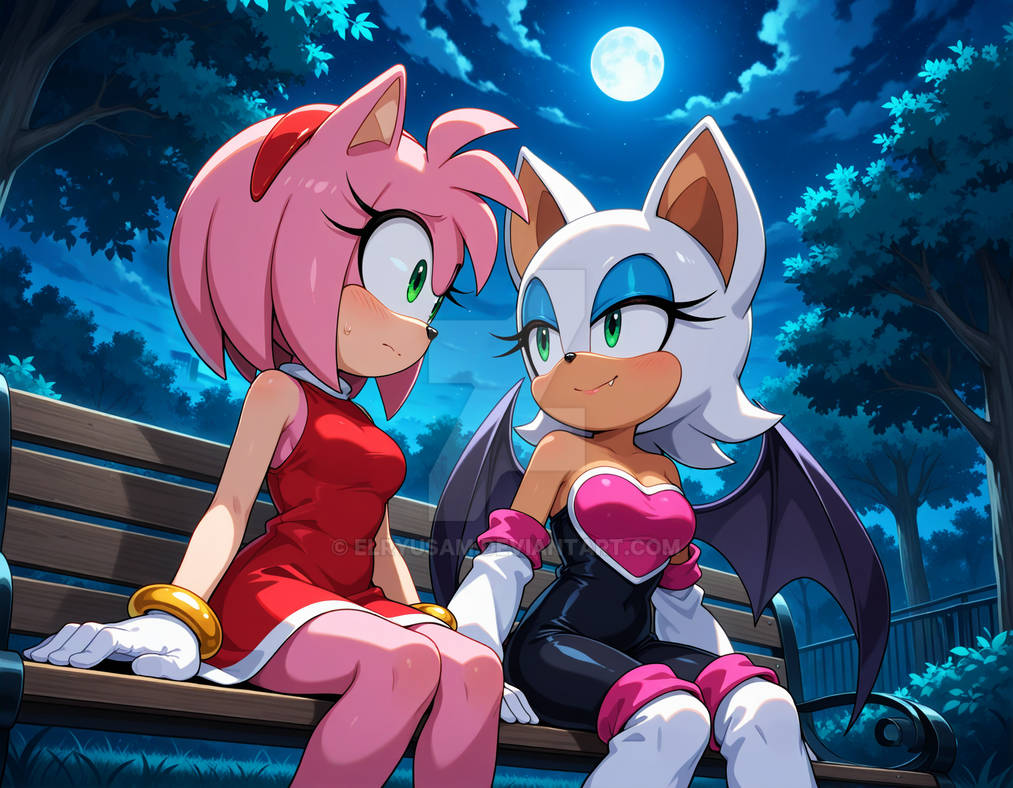 Amy Rouge Sus Amy and Rouge in the park at night by Elryusam on DeviantArt