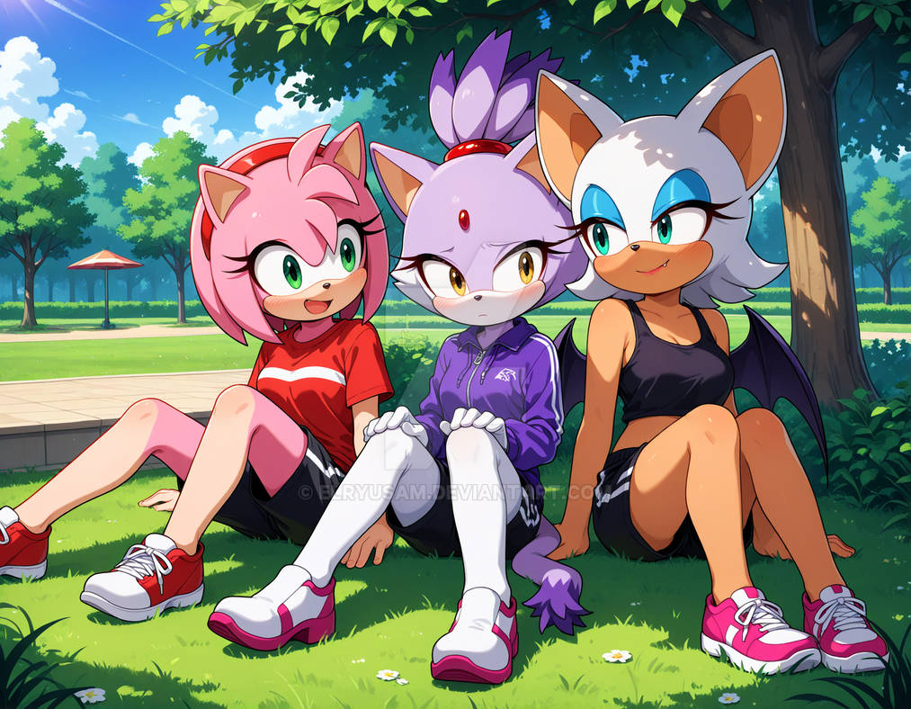 Amy Rouge Sus Amy, Blaze and Rouge in the park by Elryusam on DeviantArt