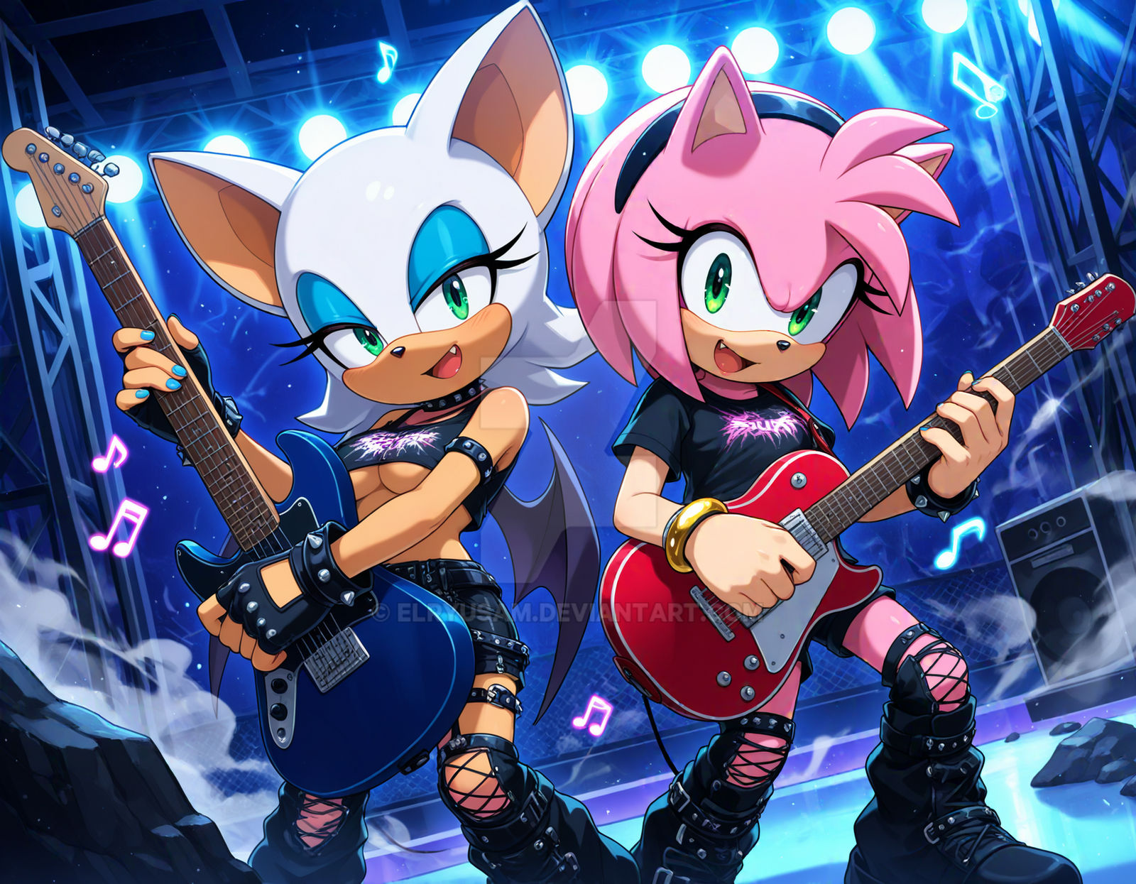 Rouge and Amy rock stars by Elryusam on DeviantArt