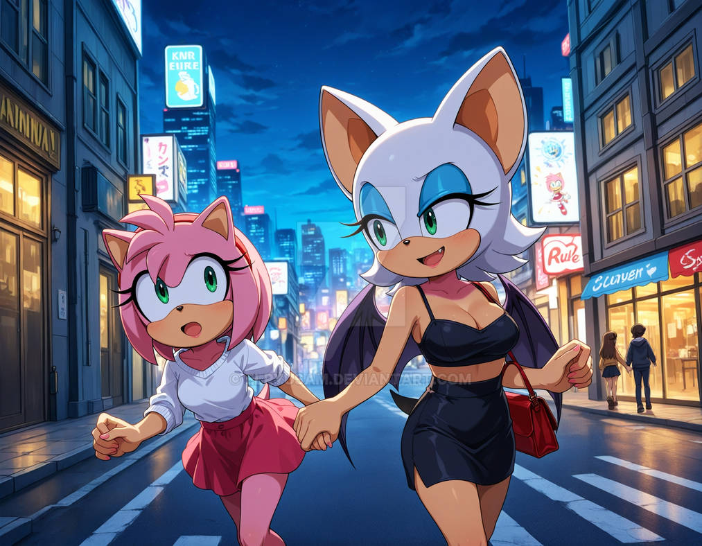 Night Out with Rouge and Amy by Elryusam on DeviantArt