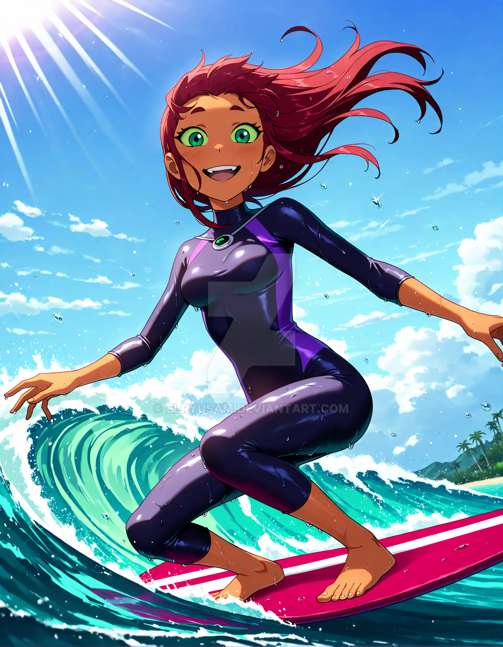 Starfire Rigs Starfire Rides the Waves by Elryusam on DeviantArt