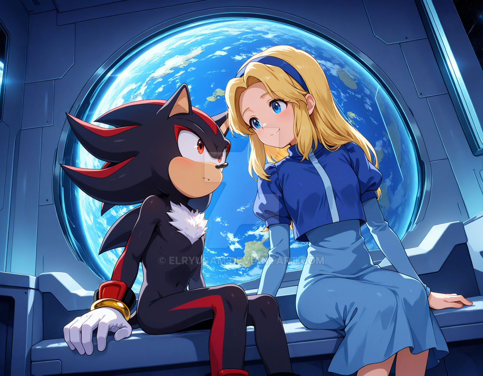 Shadow and Maria: Above the Earth by Elryusam on DeviantArt