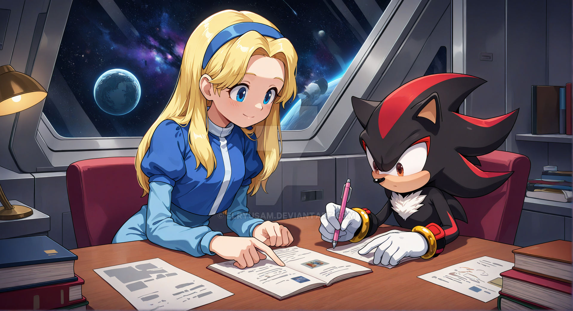 Shadow Learn Maria Helping Shadow Learn by Elryusam on DeviantArt