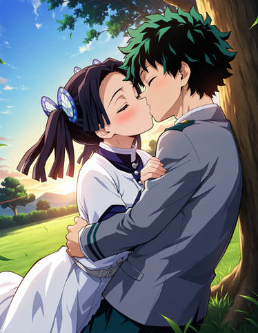 Aoi Kanzaki and Deku kissing(requested)
