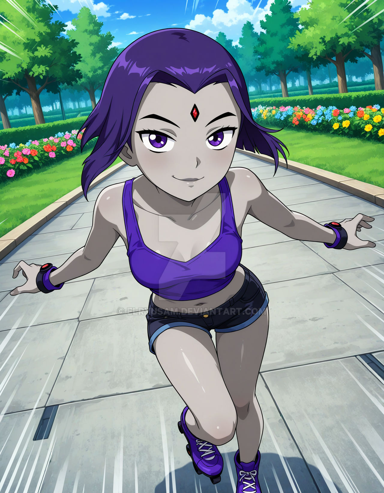 Raven Speed Run Raven roller-skating in the park by Elryusam on DeviantArt