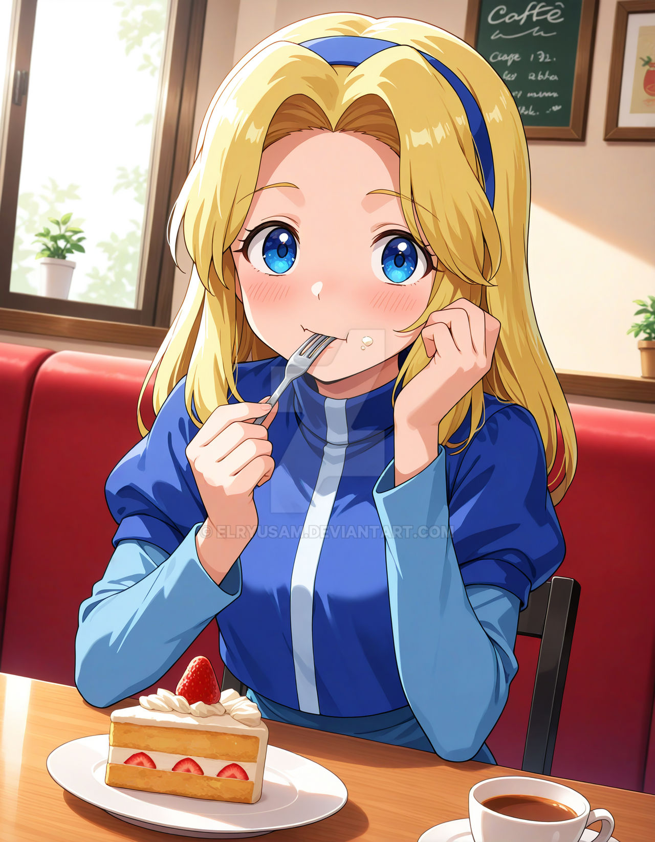 Maria Shaing Maria Sharing a Quiet Cafe Moment by Elryusam on DeviantArt