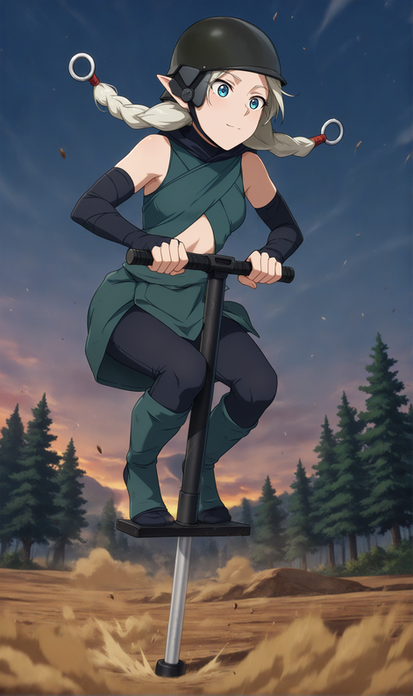 Fymryn jumping on a pogo stick (requested)