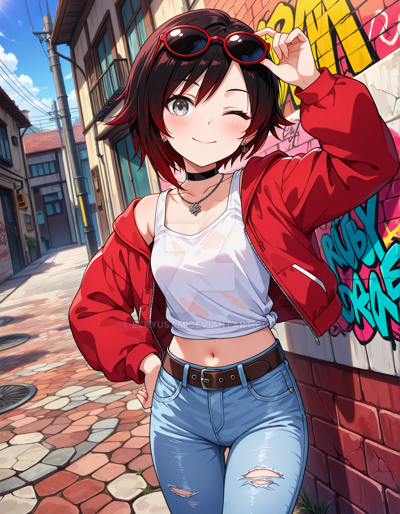 Ruby Rose Standing Ruby Rose Strikes a Pose by the Wall by Elryusam on DeviantArt