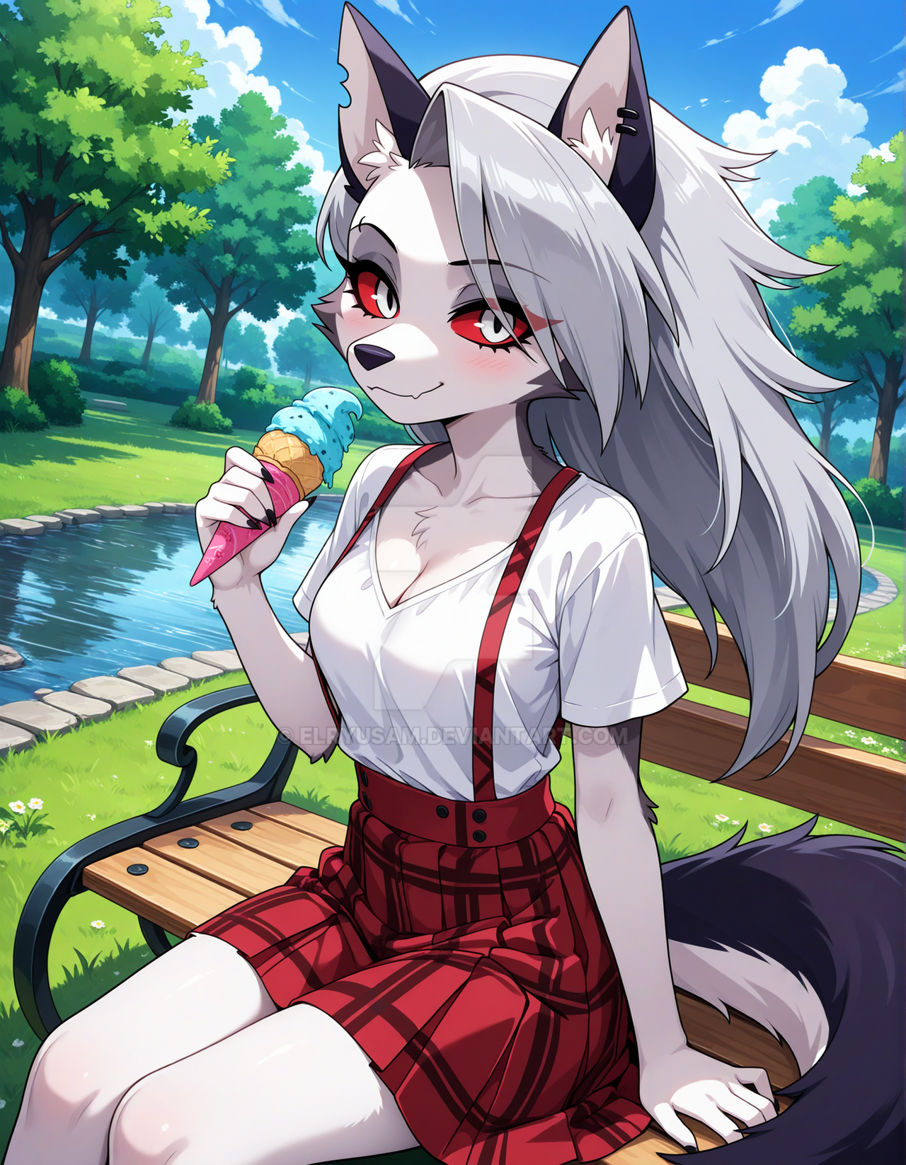 Loona Destiny Rice Loona enjoying a sunny scoop by Elryusam on DeviantArt