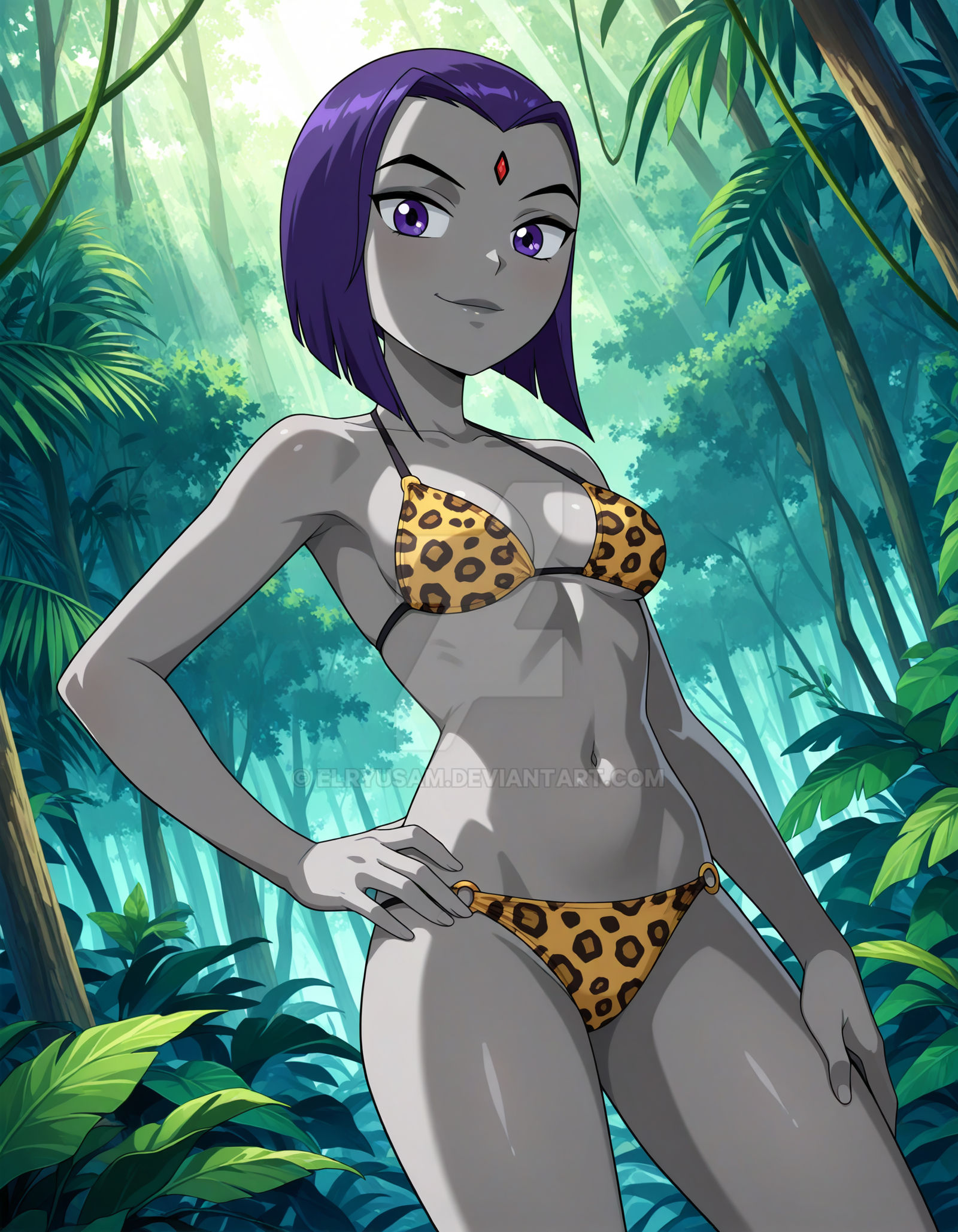 Raven Wearing A Leopard Print Bikini By Elryusam On DeviantArt raven-wearing-a-leopard-print-bikini-by-elryusam-on-deviantart