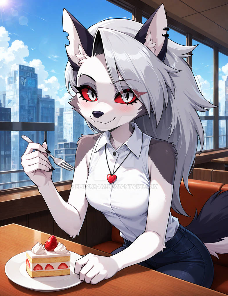 Loona Destiny Rice Loona is eating a slice of cake by Elryusam on DeviantArt