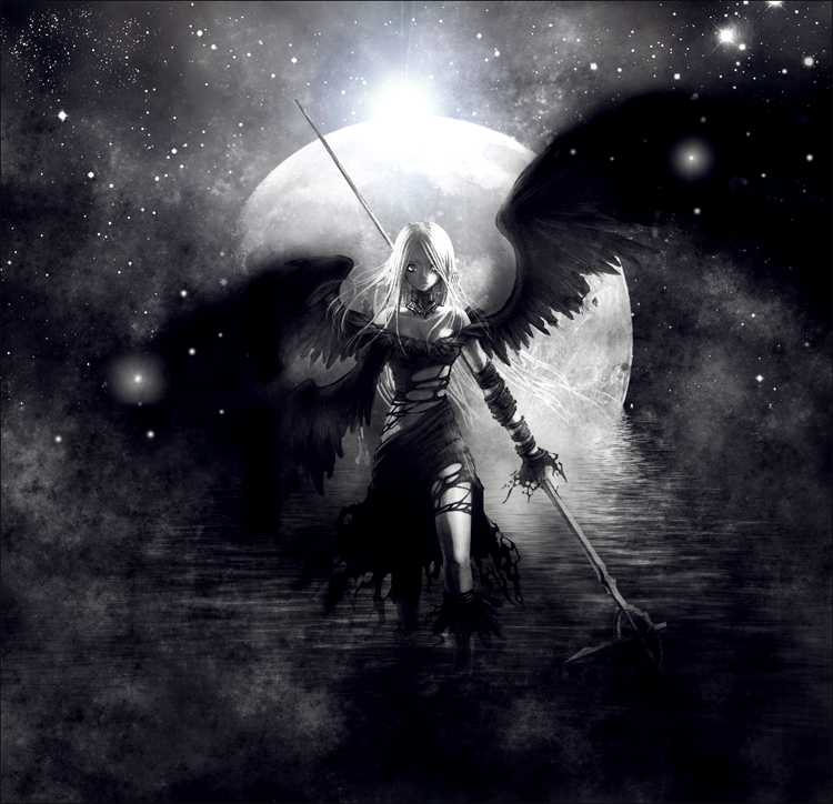 Dark Angel And Moon By Horoklon On Deviantart