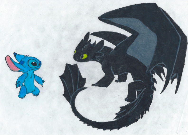 Drawing Stitch And Toothless.