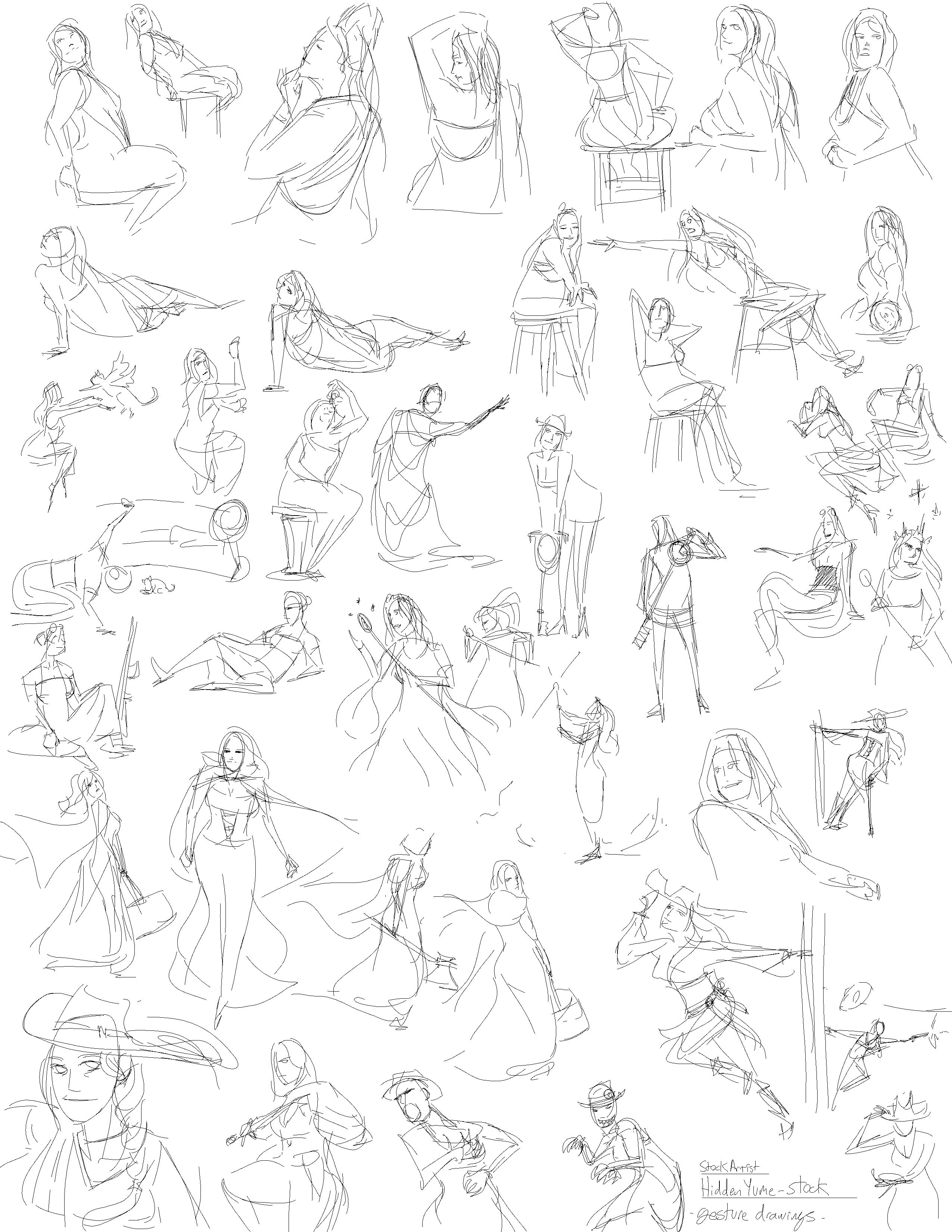 HiddenYume-stock Gesture Drawings