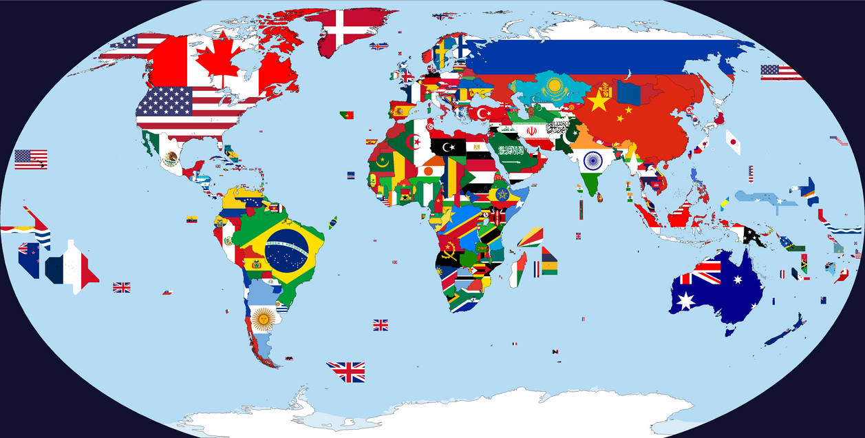 Sides of the world. Flag Map 1914.