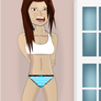 Girl In Underwear Avoiding Window