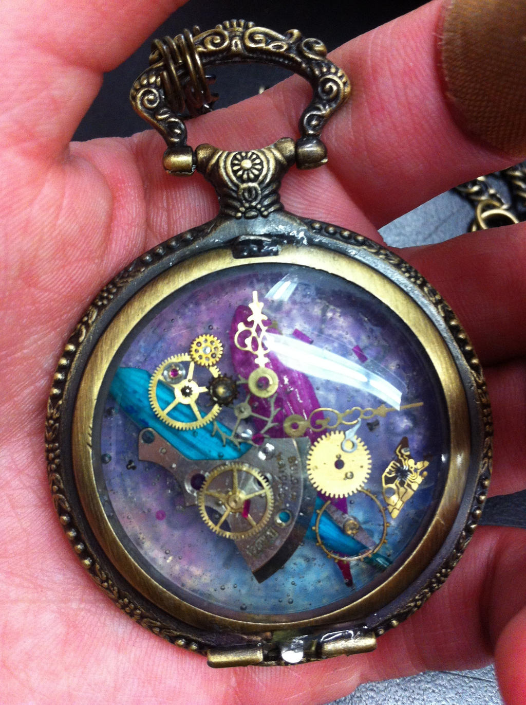 Steam punk pocket watch necklace