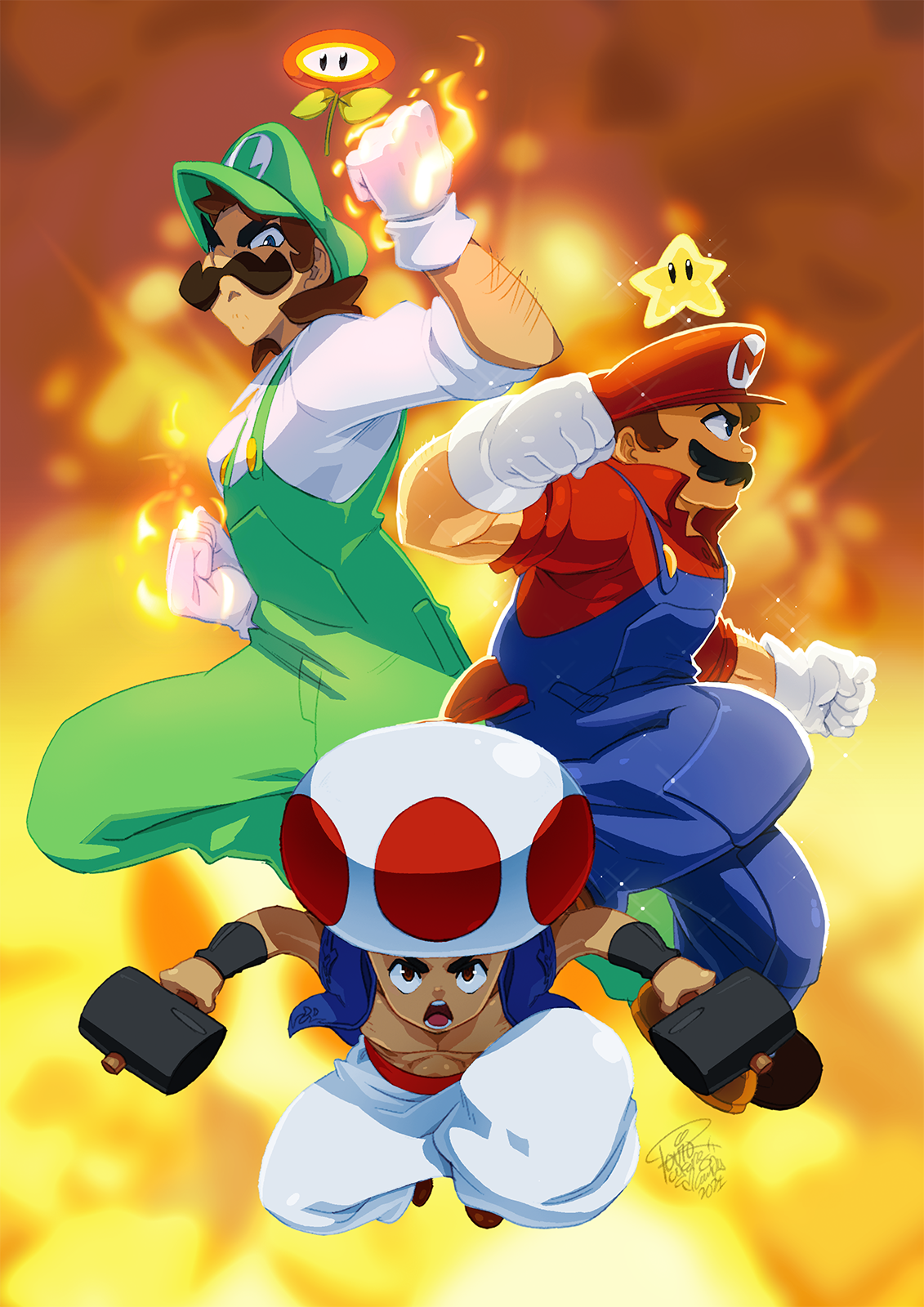Mario Bros And Toad by toroyo911 on DeviantArt