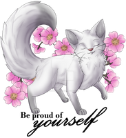 White Cat with Cherry Blossoms by Fennekfuchs