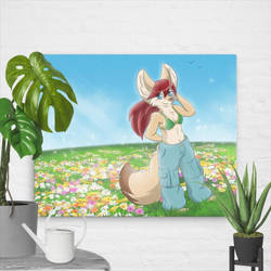 Sunny Day with flowers fennec fox girl