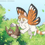 Flying Cat catch a bird