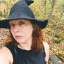 Sweaty witch in the forest .