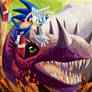 Sonic-Bad day with a dinosaur