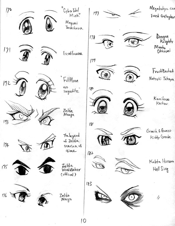 30 pairs of anime eyes by Lizalot on DeviantArt