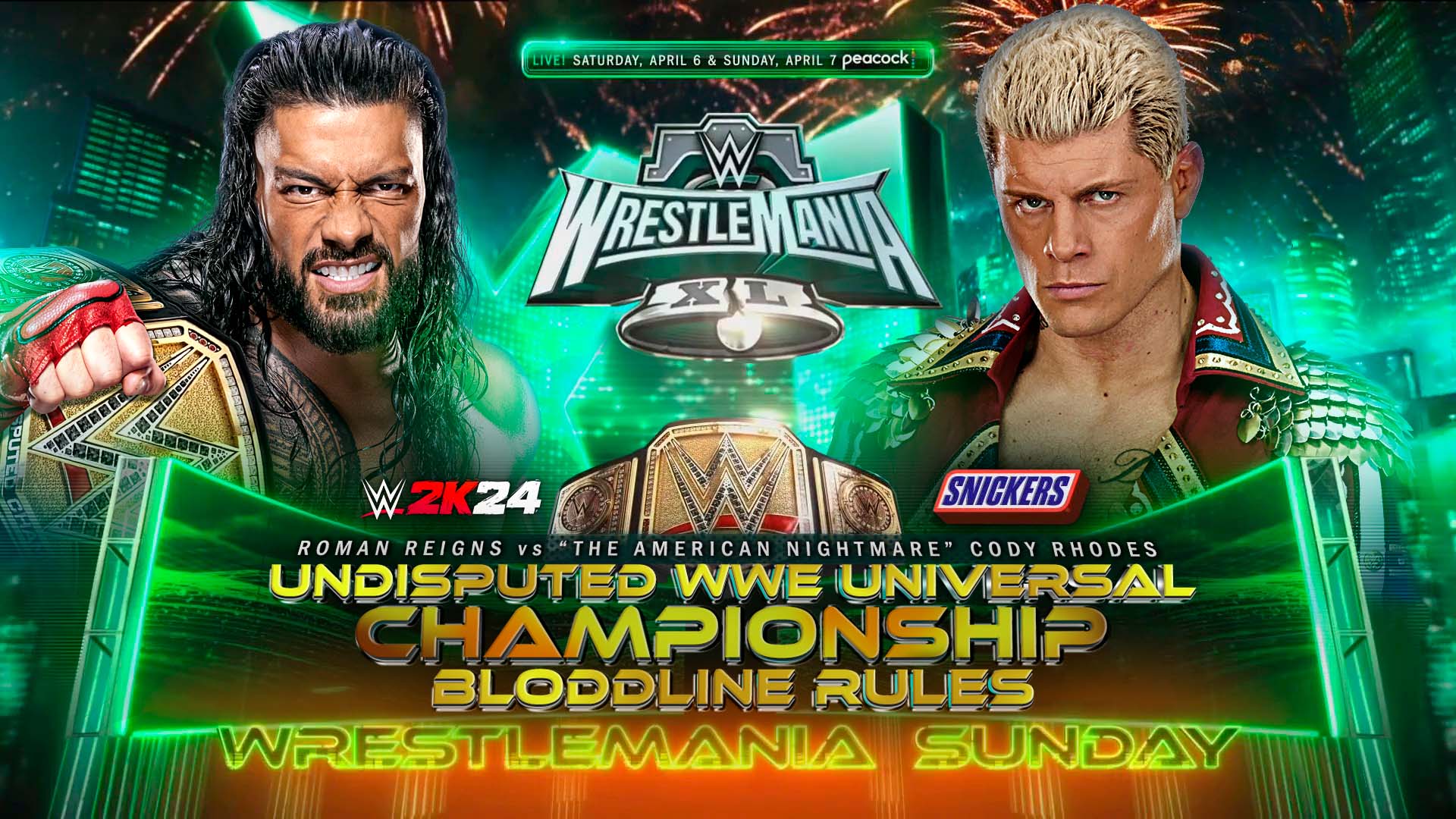 Wrestlemania XL Reigns v Rhodes II Bloodline Rules by