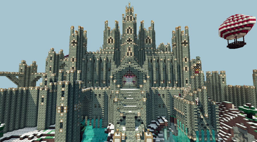 My Minecraft castle (close front view)Download now by CW390 on DeviantArt