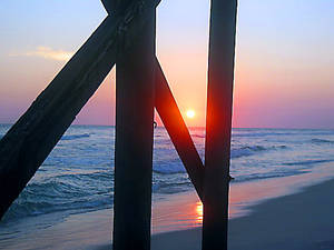 sunset under the boardwalk.