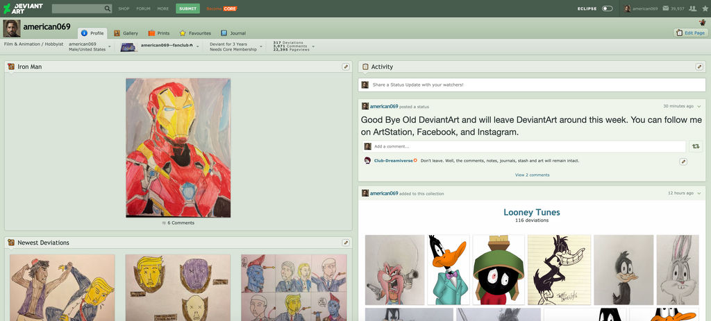 Last time seeing Old DeviantArt layout by american069 on DeviantArt
