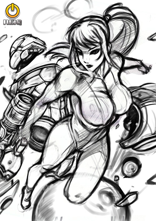 Samus Aran Metroid Sketch