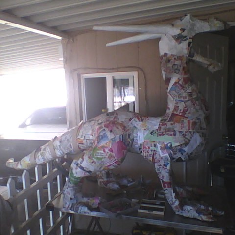 paper mache dragon progress 6